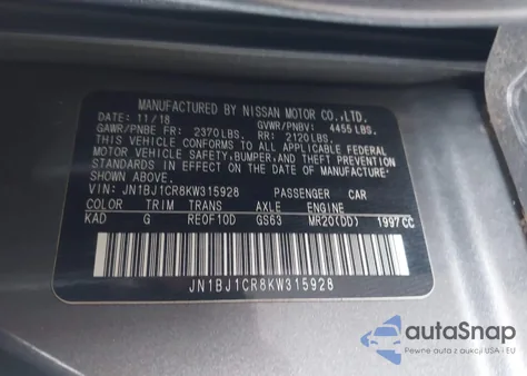 2019 Nissan Rogue Sport S из США, поврежденный, VIN JN1BJ1CR8KW315928